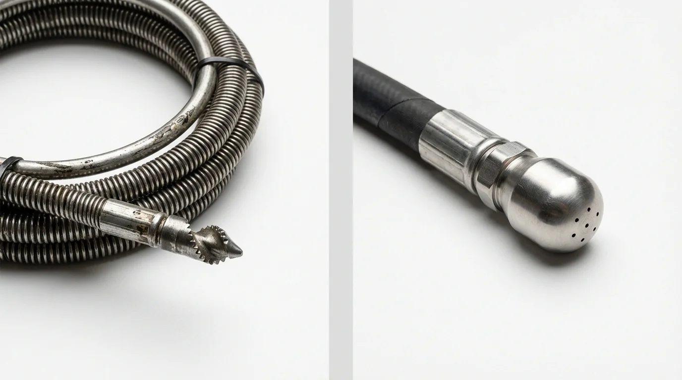 Drain snake cable and hydro jetting nozzle used for drain cleaning in Castle Rock, CO
