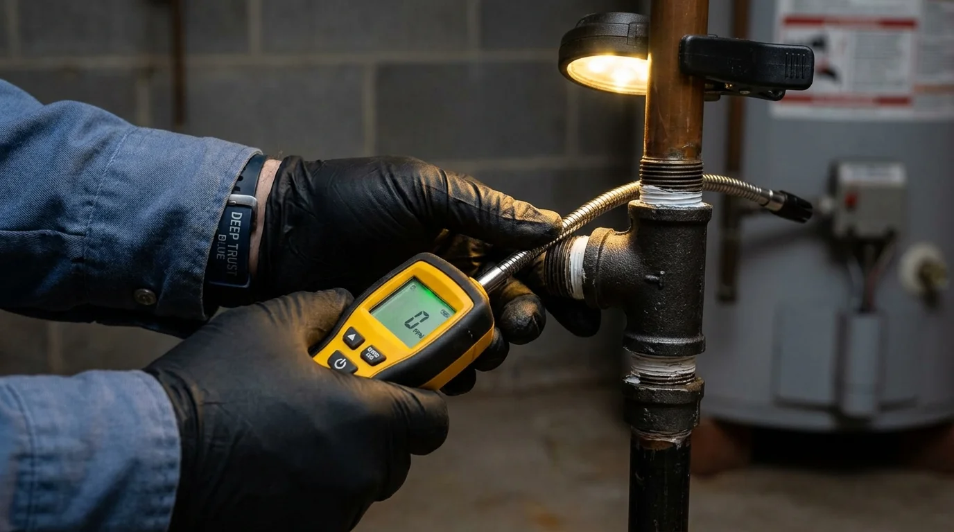 Gas leak detection with electronic sniffer by Johns Plumbing LLC in Castle Rock